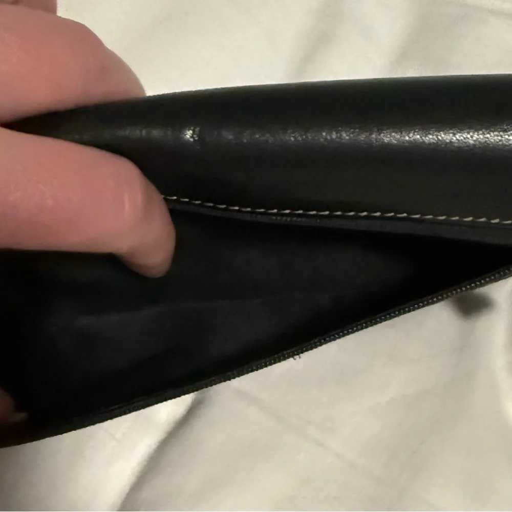 Tignanello Black Leather Wallet with Silver tone Logo! Like New!